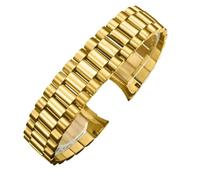 JVEIWAD Solid Fine Steel Band Three Bead Watch Compatible With Rolex Oyster Type Constant Motion Weekly Calendar Metal Chain 20mm 21mm(Gold)