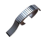 JVEIWAD Solid Stainless Steel Straps Driving Watch Band Deployment Buckle Shark Mesh Polished Business 18/20/22/24mm Bracelet(Silver,20mm)