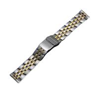 JVEIWAD Solid Stainless Steel Watchband 20mm 22mm 24mm Bracelet Compatible With Breitling Watch Strap Compatible With AVENGER NAVITIMER SUPEROCEAN Belt(Silver gold,24mm)