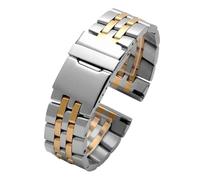 JVEIWAD Solid Stainless Steel Watchband Compatible With Breitling Wristband 20mm 22mm 24mm Silver Gold Metal Strap Men's Bracelet(Silver gold,24mm)