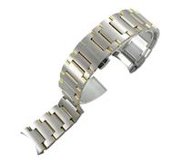 JVEIWAD Stainless Steel 21mm Watchband Compatible With Mido Commander M021.407 431M021 Watch Strap Curved End Solid Metal Bracelets(Silver gold)