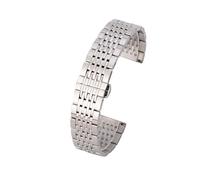 JVEIWAD Stainless Steel Watch Band Universal Strap Accessories Metal Butterfly Clasp Nine Beads Solid 20mm(Silver,19mm)