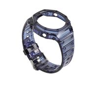 JVEIWAD Transparent Rubber Case+strap Compatible With Casio G-SHOCK GA-2100 Fashion Modification Blue Red Jelly Replacement Border Sports Watchstrap(Royal blue)