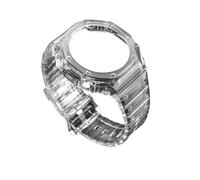 JVEIWAD Transparent Rubber Case+strap Compatible With Casio G-SHOCK GA-2100 Fashion Modification Blue Red Jelly Replacement Border Sports Watchstrap(Transparent)