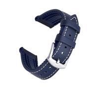 JVEIWAD Unisex Leather FKM Rubber Watch Strap 20mm 22mm Watch Band Bracelet Men Women Blue Orange Black Red(Navy blue,22mm)