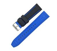 JVEIWAD Universal Silicone Strap 20/22/24/26mm Sport Waterproof Men Double Color Rubber Replacement Bracelet Band Belt Watch Accessories(Black Blue,20mm)