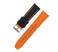 JVEIWAD Universal Silicone Strap 20/22/24/26mm Sport Waterproof Men Double Color Rubber Replacement Bracelet Band Belt Watch Accessories(Black Orange,22mm)