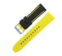 JVEIWAD Universal Silicone Strap 20/22/24/26mm Sport Waterproof Men Double Color Rubber Replacement Bracelet Band Belt Watch Accessories(Black Yellow,22mm)
