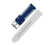 JVEIWAD Universal Silicone Strap 20/22/24/26mm Sport Waterproof Men Double Color Rubber Replacement Bracelet Band Belt Watch Accessories(Blue White,22mm)