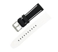 JVEIWAD Universal Silicone Strap 20/22/24/26mm Sport Waterproof Men Double Color Rubber Replacement Bracelet Band Belt Watch Accessories(Black White,24mm)