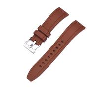 JVEIWAD Vulcanized FKM Watch Strap 18-20mm 22mm 24mm Quick Release Fluororubber Watchbands For Men Diving Watch Accessories(Brown silver,24mm)