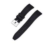 JVEIWAD Vulcanized FKM Watch Strap 18-20mm 22mm 24mm Quick Release Fluororubber Watchbands For Men Diving Watch Accessories(Black silver,20mm)