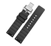 JVEIWAD Watch Accessories Band Compatible With Cartier Santos Sandoz 100 Rubber Black Strap Men's Women's Silicone Chain 23mm(Black silver clasp-b)