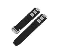 JVEIWAD Watch Band Compatible With Cartier 21Th Century Series White Black Stainless Steel Rubber silicone Watchband Men Women Bracelet 20mm * 10mm(Black silver)