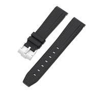 JVEIWAD Watch Bracelet Compatible With Omega Speedmaster Joint MoonS-watch Compatible With Rolex Compatible With Tissot Watchband Curved End Silicone Strap 20mm 22mm(Black-black,22mm)