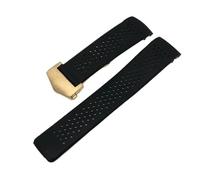 JVEIWAD Watch Bracelet Compatible With TAG HEUER GRAND CARRERA AQUARACER 22mm 24mm Soft Silicone Wristband Men Watc Strap Rubber Watch Band Chain(Black-gold,24mm)