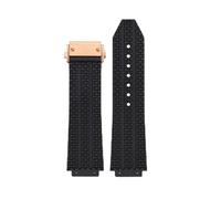 JVEIWAD Watch Strap Compatible With BIG BANG Silicone Waterproof Men's Band Wristband Accessories Rubber Chain 26 * 19mm(Black rose gold)