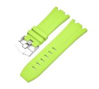 JVEIWAD Watchband Compatible With Audemars And Piguet Royal Oak Strap Original AP 15710 26470 Silicone Rubber Sport Watch 28mm Accessory(Light green Silver)