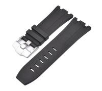 JVEIWAD Watchband Compatible With Audemars And Piguet Royal Oak Strap Original AP 15710 26470 Silicone Rubber Sport Watch 28mm Accessory(Black-silver)