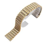 JVEIWAD Watchband Stainless Steel Bracelet 14mm 16mm 18mm 20mm 22mm Men Wristwatch Band Accessories Fold Buckle Watch Strap Compatible With GOLD(Silver gold,18mm)