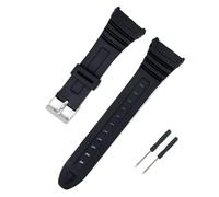 JVEIWAD Watchbands Compatible With Casio 3239 W-96H-1A 2A 9A Electronic Watch Dedicated Strap Black Men's Sport Silicone Bracelet(Black-Steel clasp)