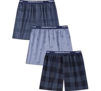 Jveyvth Men's Cotton Boxers Briefs, Printed Woven Comfortable Underwear, Loose Fit 3 Pack