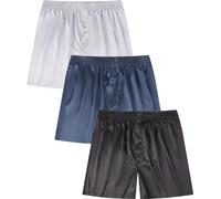 Jveyvth Satin Boxer Shorts Men Silk Feeling Boxers for Men with Button Fly Mens Silk Pyjamas Underwear Briefs Lounge