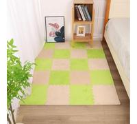 JvFbjLF 10pcs 30x30x1cm Thickened Foam Play Mat Plush Interlocking Floor Mat(Camel+green)
