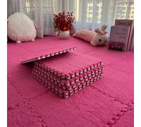 JvFbjLF 10pcs 60x60x1cm Thickened Interlocking Floor Mats Large Size Plush Foam Puzzle Carpet Squares Soft Fluffy Floor Tiles(Rose Red)