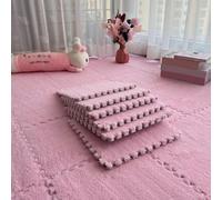 JvFbjLF 10pcs 60x60x1cm Thickened Interlocking Floor Mats Large Size Plush Foam Puzzle Carpet Squares Soft Fluffy Floor Tiles(Pink)