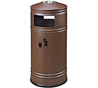 JvFbjLF Bins Stainless Steel Fruit Bins Shopping Malls Large Outdoor Cigarette Ash Bin Round Vertical Storage Bin (Color : Brown)