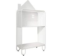 JvFbjLF Bookcase Book Shelf Wrought Iron Bookcase With Open Shelves, Free Standing Bookshelf Storage Unit And Display Cabinet(Pink,Two floors)