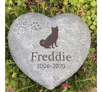 JvFbjLF Customised Memorial Garden Stones, Engraved With Silhouette, Name And Date, Heart-shaped Pet Headstones