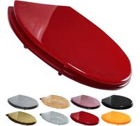 JvFbjLF Heavy-Duty Shiny Toilet Seat - Soft-Close Quick-Release Design(Red)