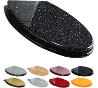 JvFbjLF Heavy-Duty Shiny Toilet Seat - Soft-Close Quick-Release Design(Schwarz)