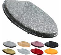 JvFbjLF Heavy-Duty Shiny Toilet Seat - Soft-Close Quick-Release Design(Silver)