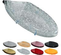 JvFbjLF Heavy-Duty Shiny Toilet Seat - Soft-Close Quick-Release Design(Transparent Silver)