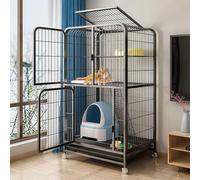 JvFbjLF Indoor Pet Villa - Spacious Open-plan(Schwarz,71x55x127CM)