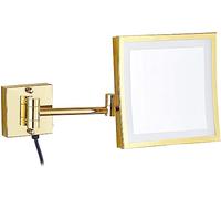 JvFbjLF LED Vanity Mirror, 8 inch Brass Magnification Makeup Mirror, Bathroom Wall-Mounted Shaving Mirror with Plug(Gold,5X)