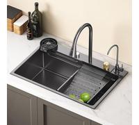 JvFbjLF Nano Rain Dance Waterfall Style Stainless Steel Workbench Handmade Sink(75 * 45cm)