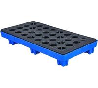 JvFbjLF Oil Drum Pallet Oil Drum Pallet Industrial Stackable Oil/paint Drum Storage Pallet With Drain Removable Modular Transport Platform For Garage Storage(120x60x17cm)