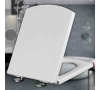 JvFbjLF Square Slow-close White Toilet Seat, Suitable For Bathrooms, Dimensions 39.5-46.5 × 34.5 Cm