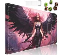 JVGFYNKL for TCG Playmat, Playmat with Zones, 24x14 in Non-Slip Rubber for MTG Playmat with Drawstring Travel Pouch and 6 Dice, Avenging Angels for MTG Mat, Card Game Playmats