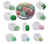 JVHLOV 10 PCS Succulent Silicone Molds Set, 3D Flower Resin Molds for Candle, Soap, Wax, Epoxy Resin, DIY Craft, Succulent Plant Molds for Cake and Decoration