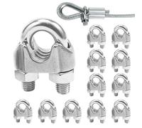 JVHLOV 12Pcs Wire Rope Clips, 304 Stainless Steel Wire Rope Clamps, Stainless Steel U Bolt Saddle Clamp Fasteners with Lock Nuts, for Rigging Rope and Tension Cable