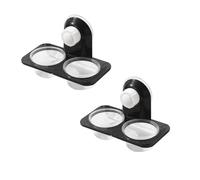 JVHLOV 2PCS Reptile Feeder, Feeding Ledge Plastic Suction Cup, Double Bowl Plastic Gecko Feeding Ledge, for Turtle Gecko Lizard Iguana Small Pets Reptiles