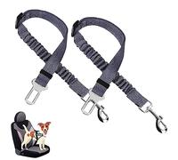 JVHLOV 50-84cm/19.68-33.07inch Dog Seat Belt, 2 Pieces Nylon Restraint Car Seat Belt for Dog, Adjustable Elastic Bungee, Durable and Safe Dog Car Seat Belt Clip with Strong Elastic Belt(Grey)