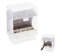 JVHLOV Automatic Bird Feeder, Transparent Hanging Seed Food Container, No Mess Bird Cage Feeders, Parrot Seed Tube for Parakeet, Canary, Cockatiel, Finch