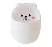 JVHLOV Desktop Trash Can with Lid, Mini Desktop Bin, Plastic Garbage Bin, Mini Desk Trash, Desk Trash Can with Lid, for Bathroom, Office, Dressing Table(White/Grey) (White)