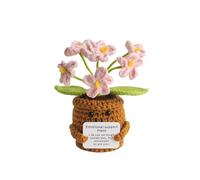 JVHLOV Pink Forget Me Not Crochet Plant, Handmade Knitted Flower Pot Gift